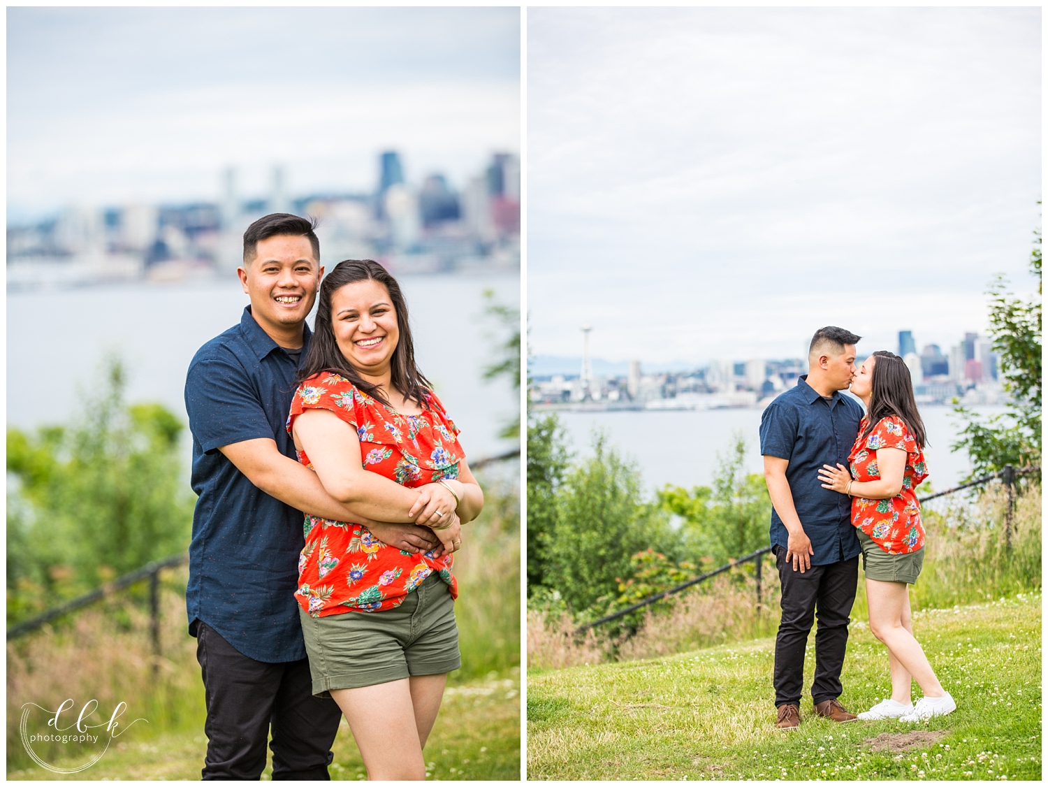 spring engagement pictures at Hamilton Viewpoint Park, West Seattle