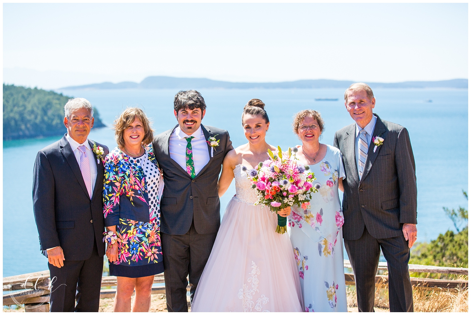 family portraits for wildflower-themed wedding at Washington Park in Anacortes