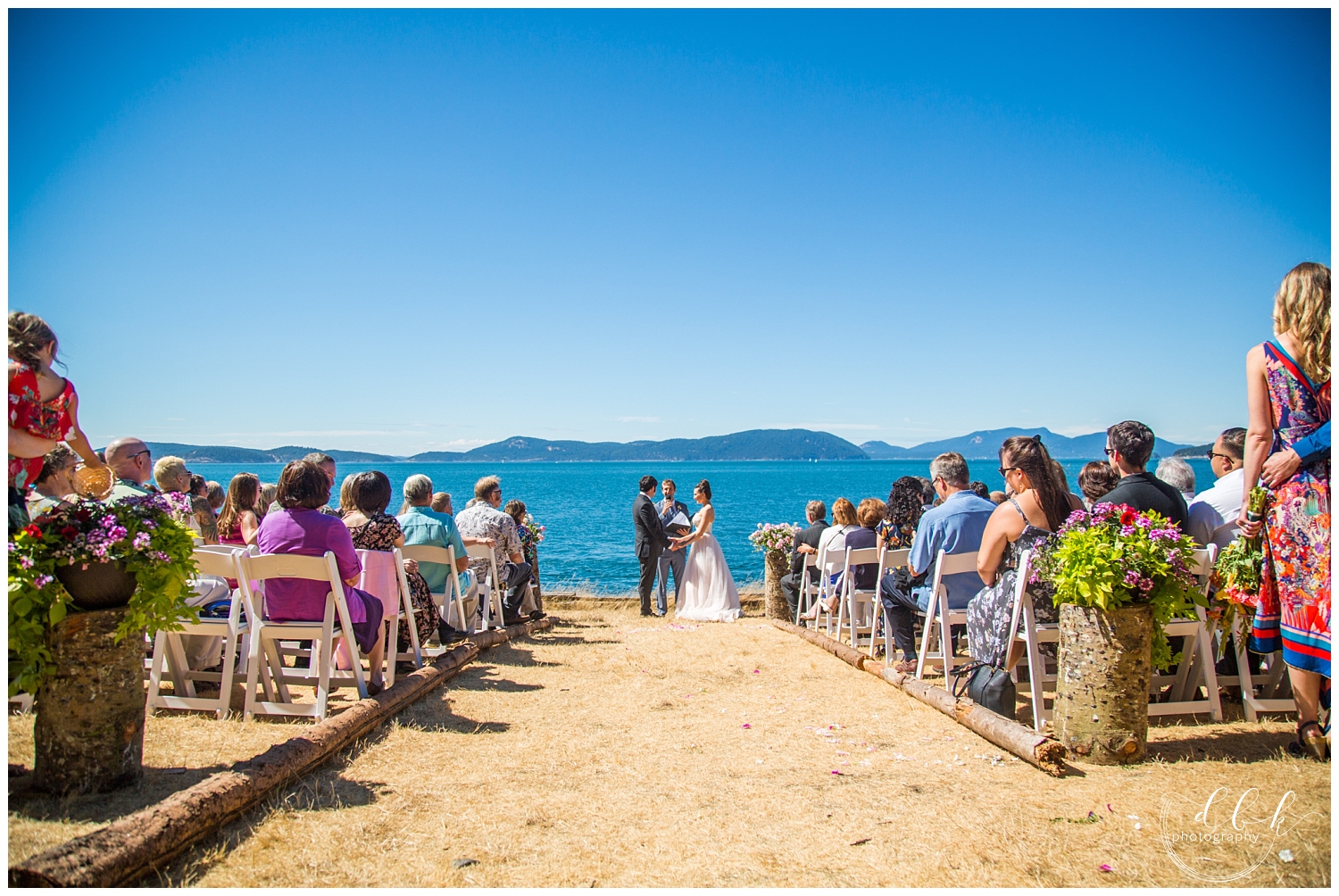 summer wedding ceremony at Green Point in Washington Park, Anacortes