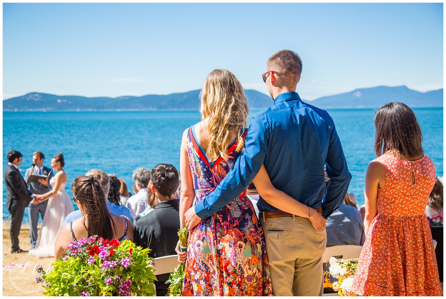 guests view beautiful wildflower-themed wedding ceremony in Anacortes, Washington