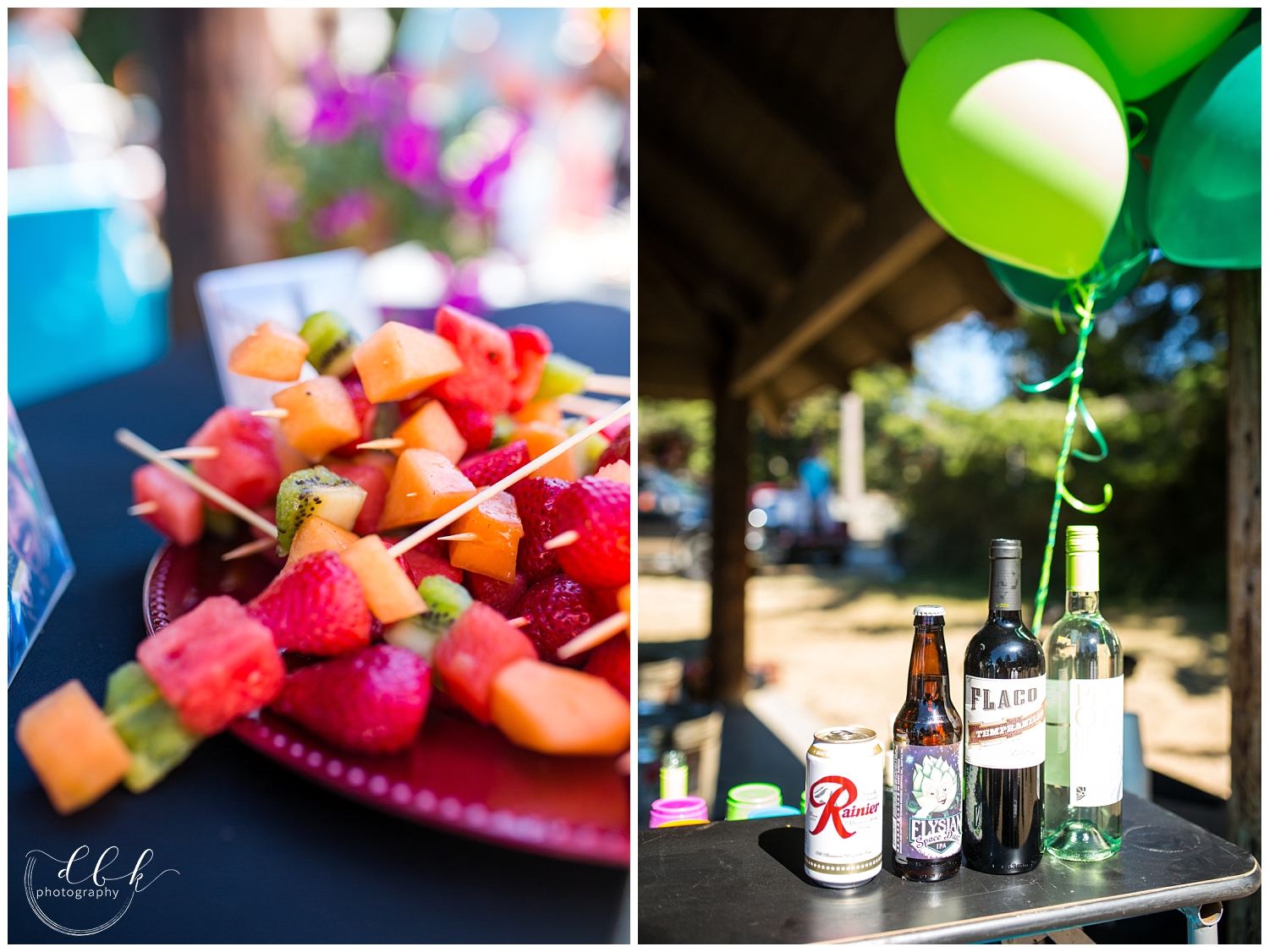fruit and beers for summer wedding at Washington Park in Anacortes, Washington