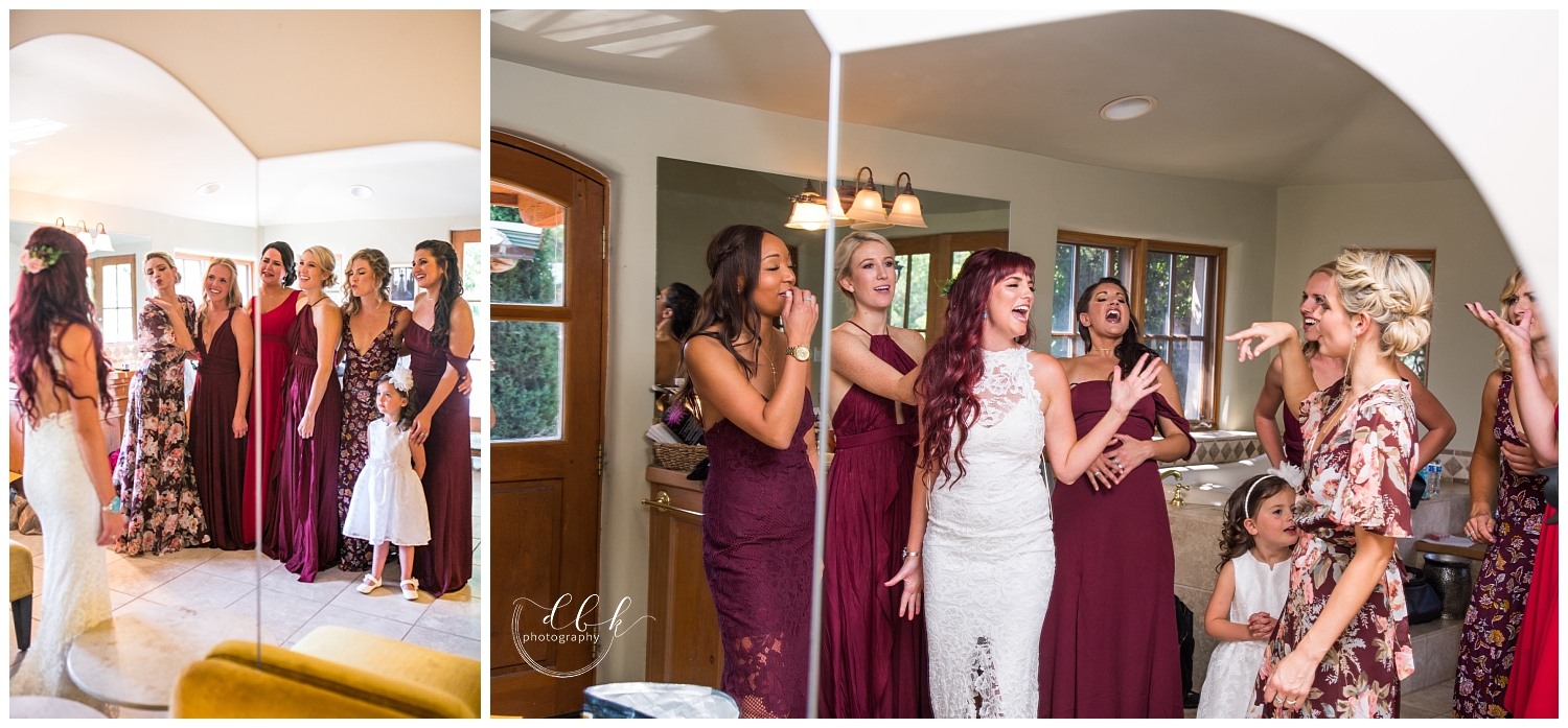 bridesmaids singing together before the wedding at Casa Rondena Winery