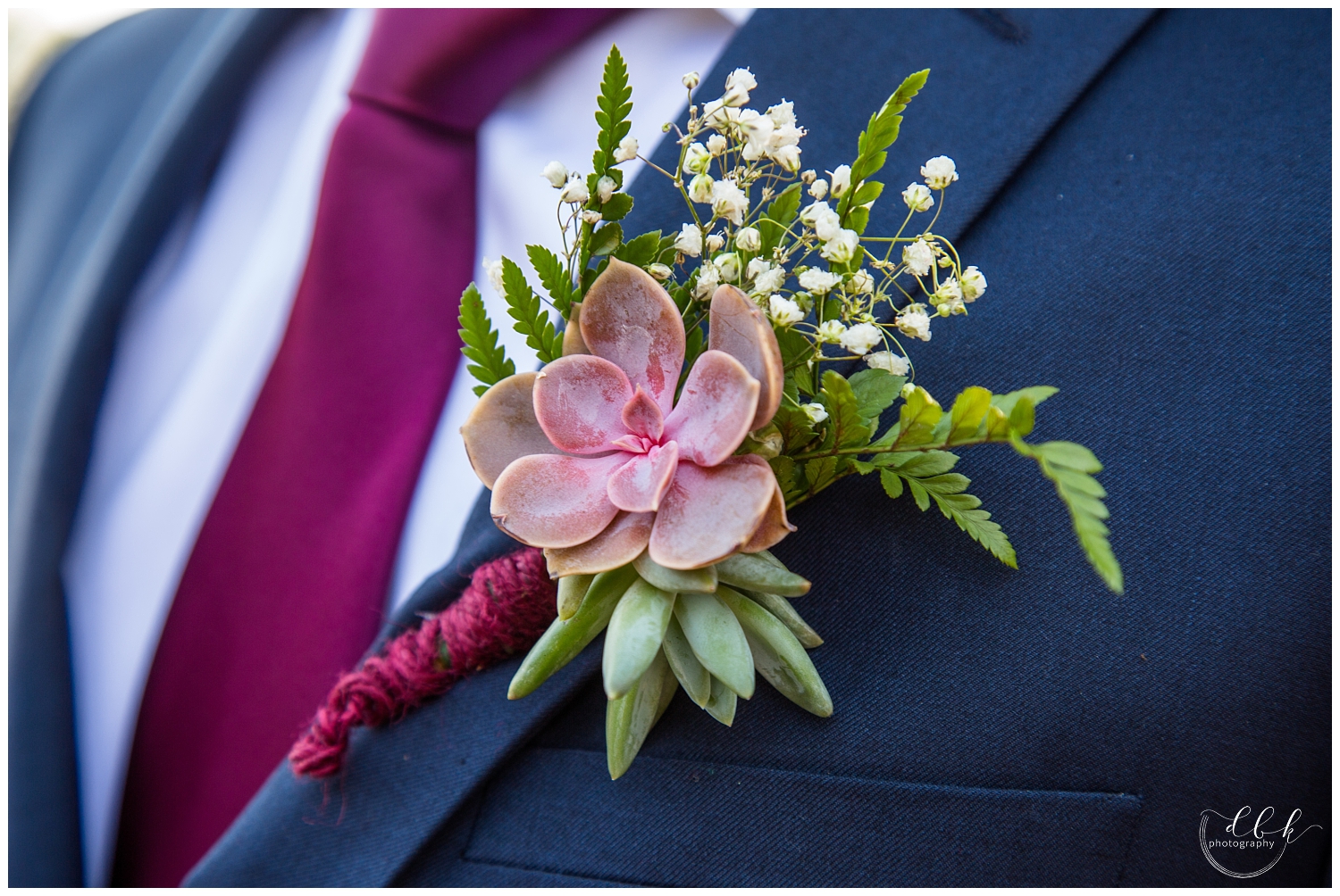 succulent boutonniere for New Mexico wedding at Casa Rondena Winery