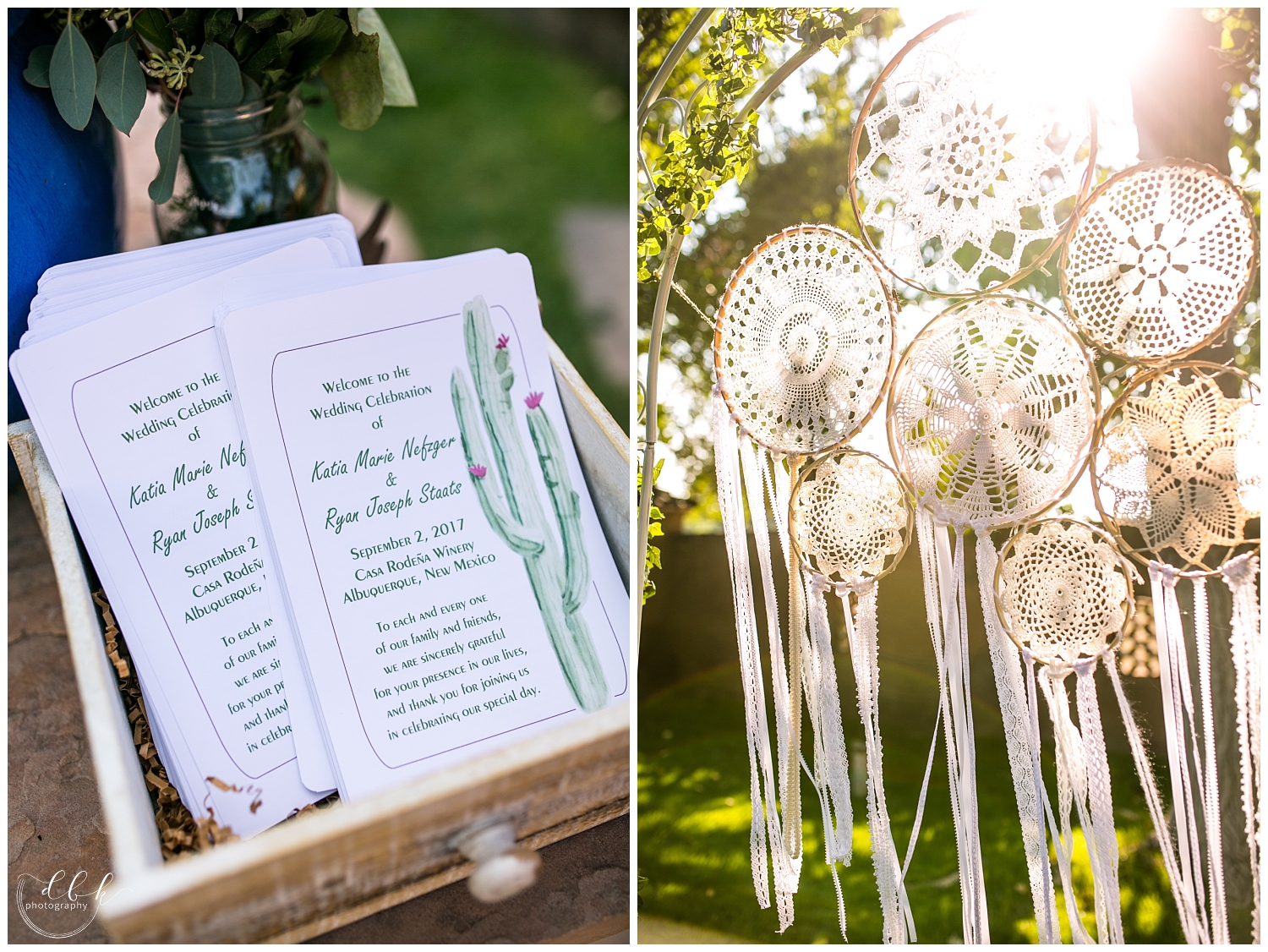 dream catchers and cactus for desert wedding at Casa Rondena Winery