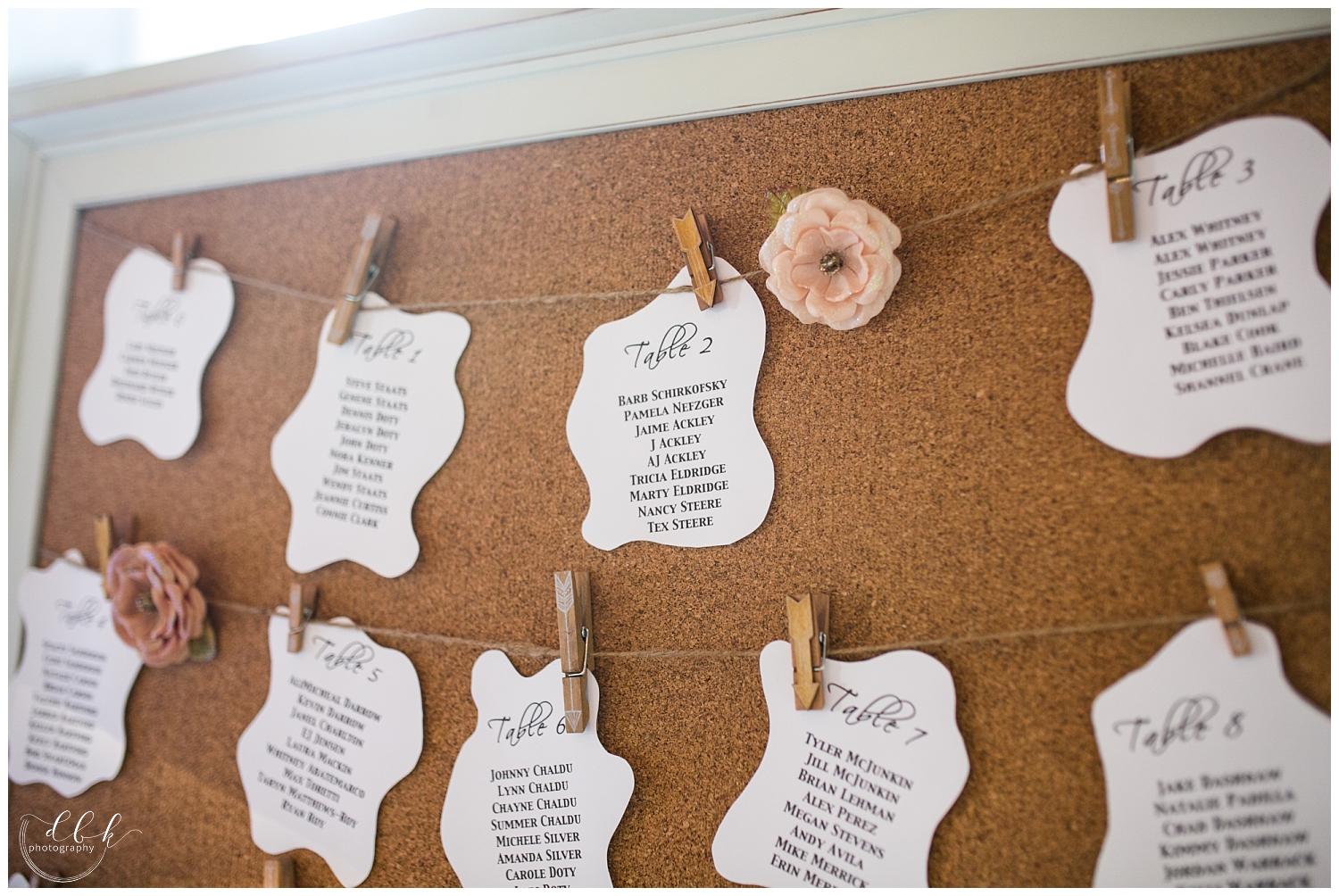 wedding guest seating chart for desert wedding at Casa Rondena Winery