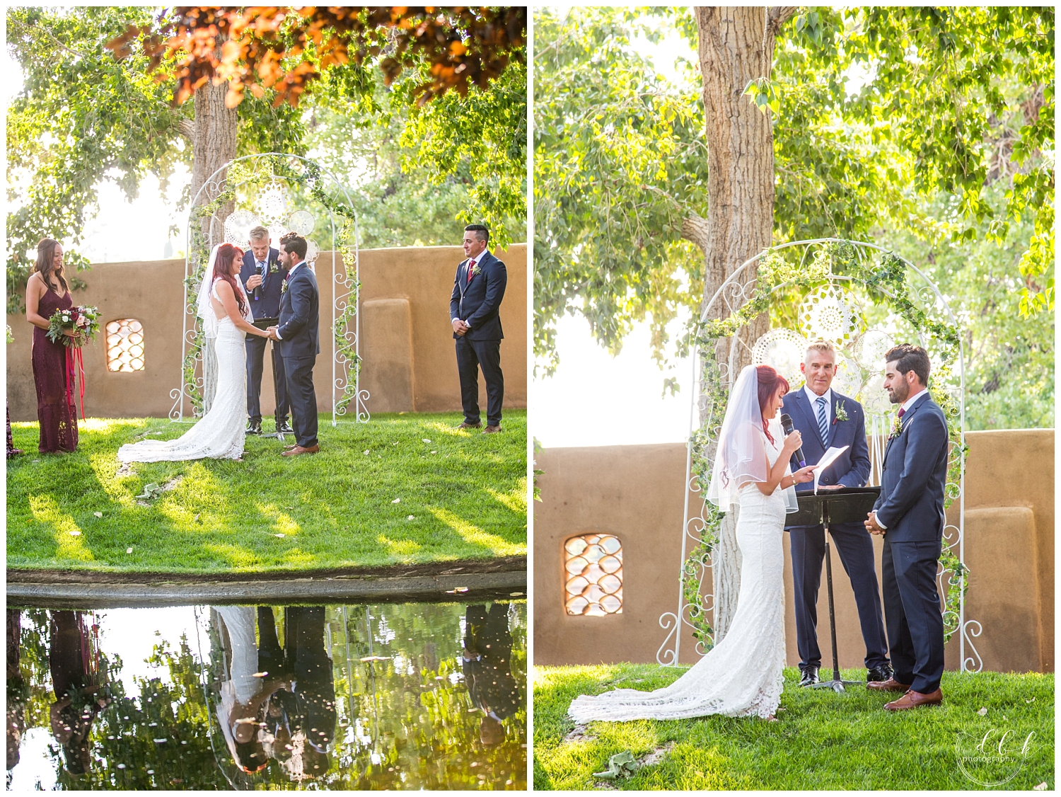 bride and groom exchanging vows at Casa Rondena Winery wedding in Albuquerque, New Mexico