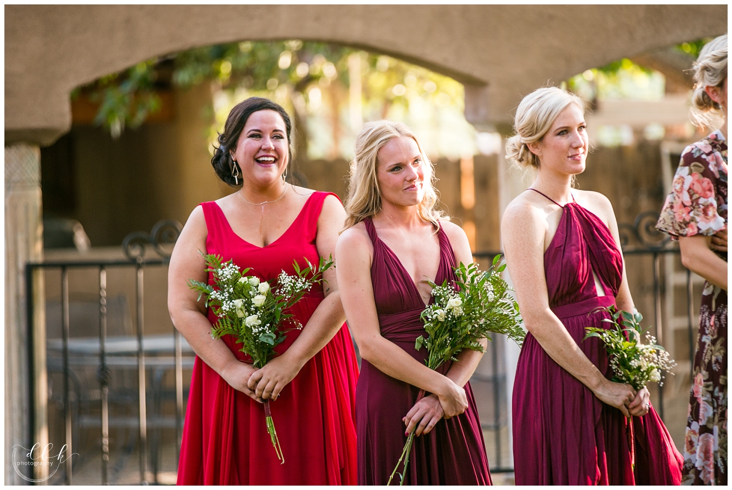 bridesmaids crying at Casa Rondena Winery wedding ceremony in Albuquerque, New Mexico