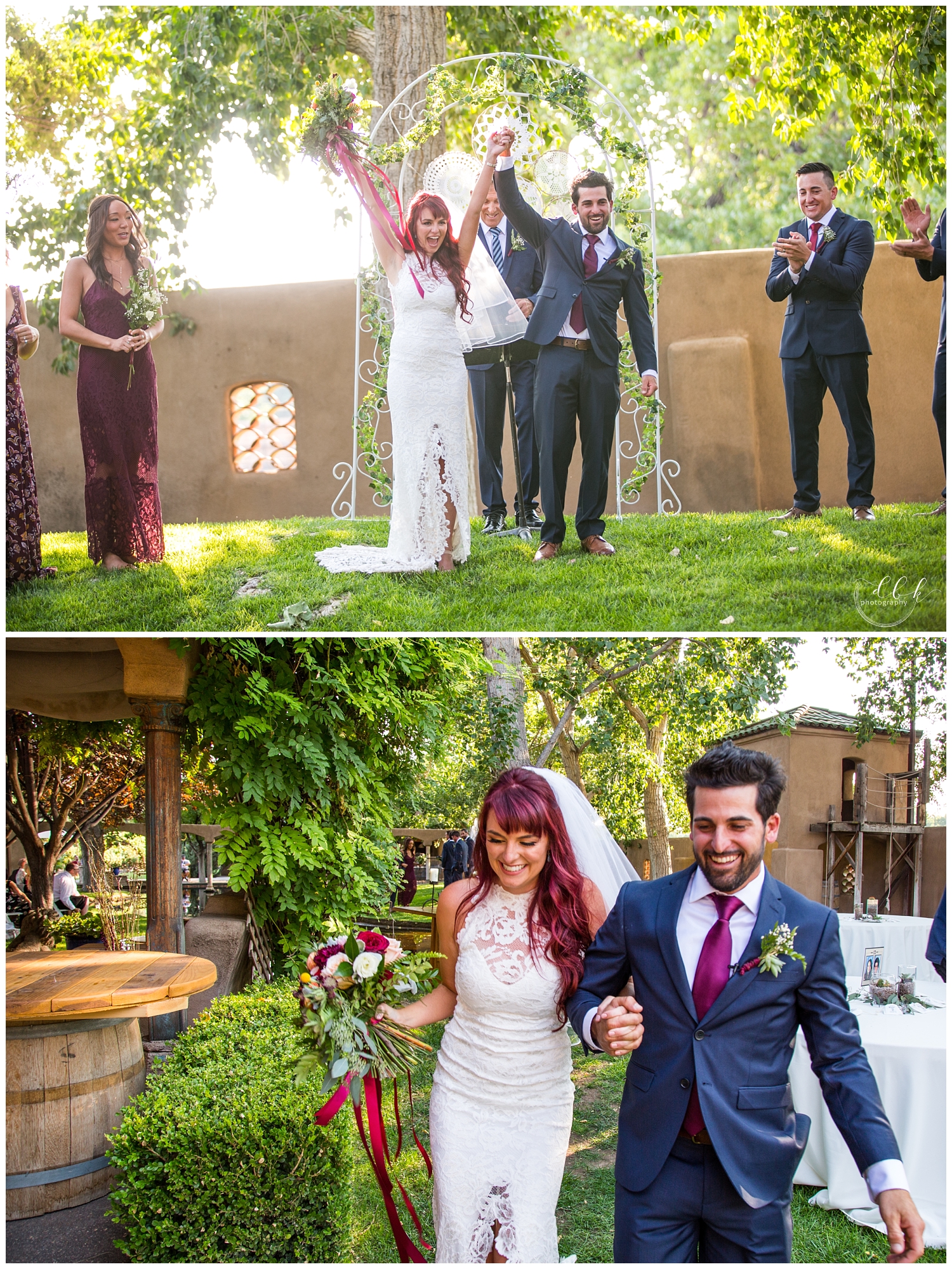 first steps as husband and wife after Casa Rondena Winery wedding ceremony