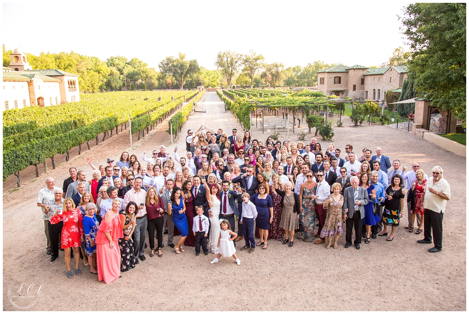large group shot of all guests at Casa Rondena Winery wedding