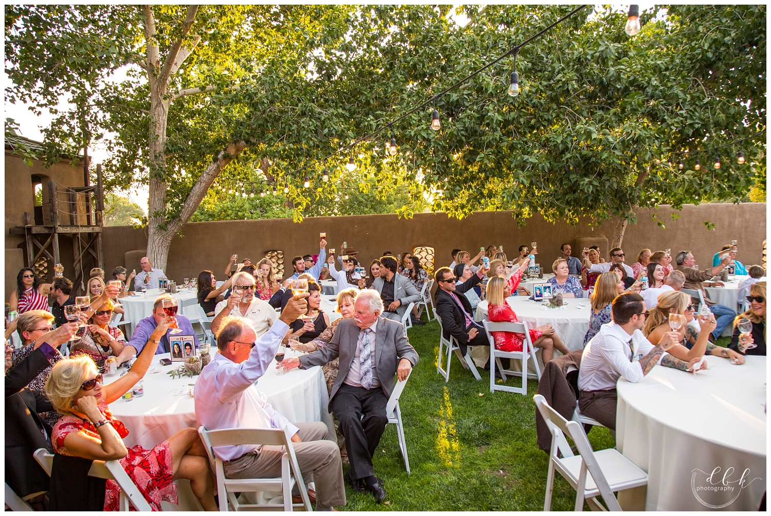 guests toasting to the bride and groom at Casa Rondena Winery wedding reception