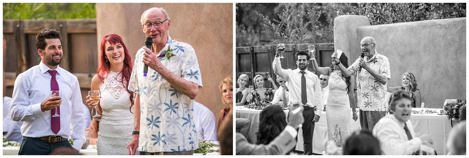 grandfather of the bride makes a speech at Casa Rondena Winery wedding reception