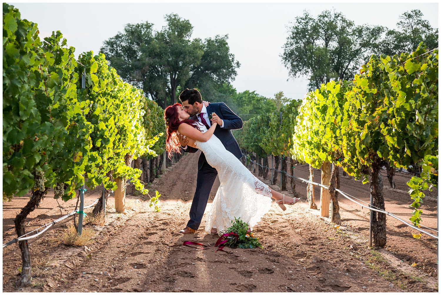 bride and groom dancing in the vineyard at Casa Rondena Winery wedding in Albuquerque, New Mexico