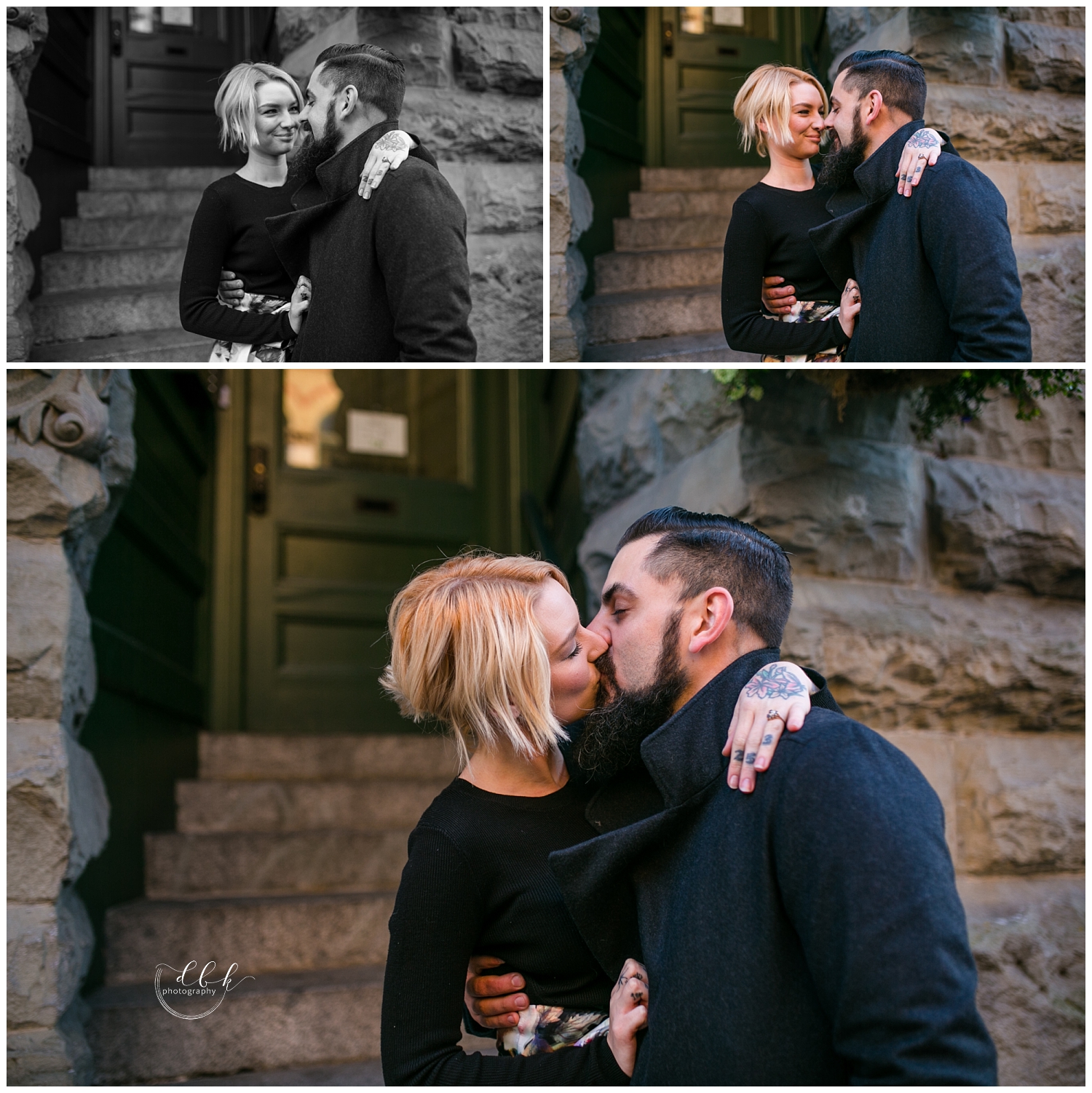 Seattle fall engagement portraits in Pioneer Square