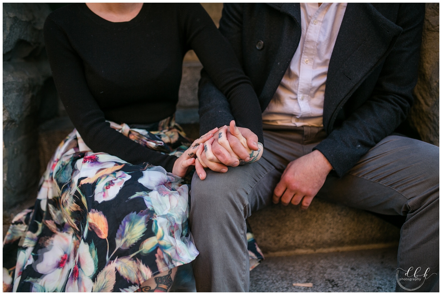 Seattle fall engagement portraits in Pioneer Square