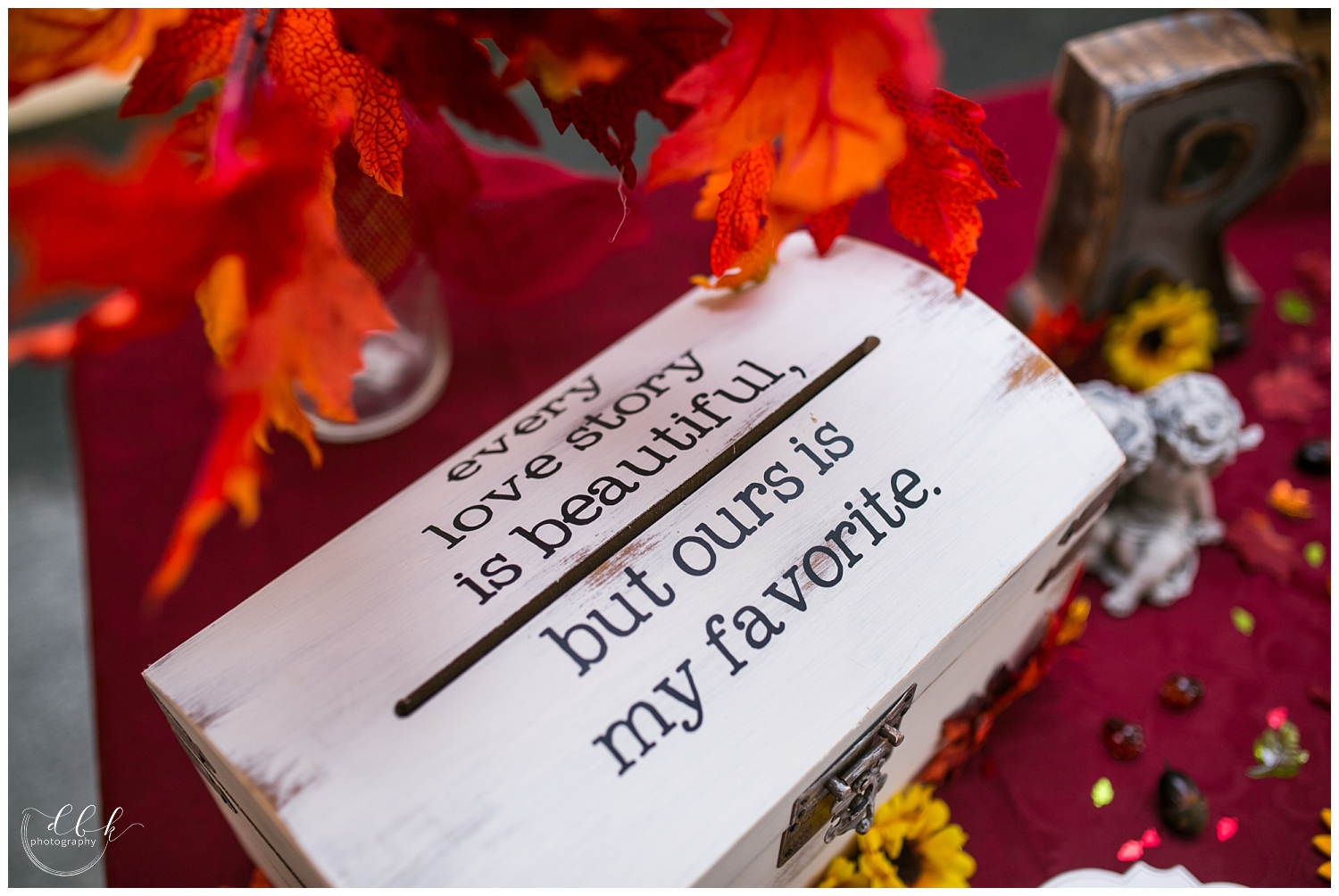 every love story is beautiful, but ours is my favorite card box at Filigree Farm fall wedding