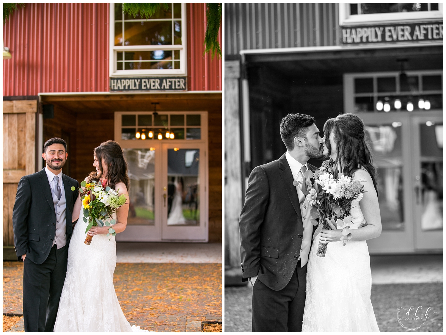 bride and groom first look at fall Filigree Farm wedding