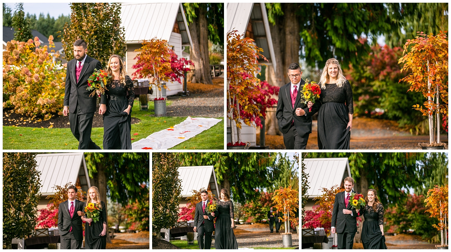 beginning of fall wedding ceremony at Filigree Farm in Buckley, Washington