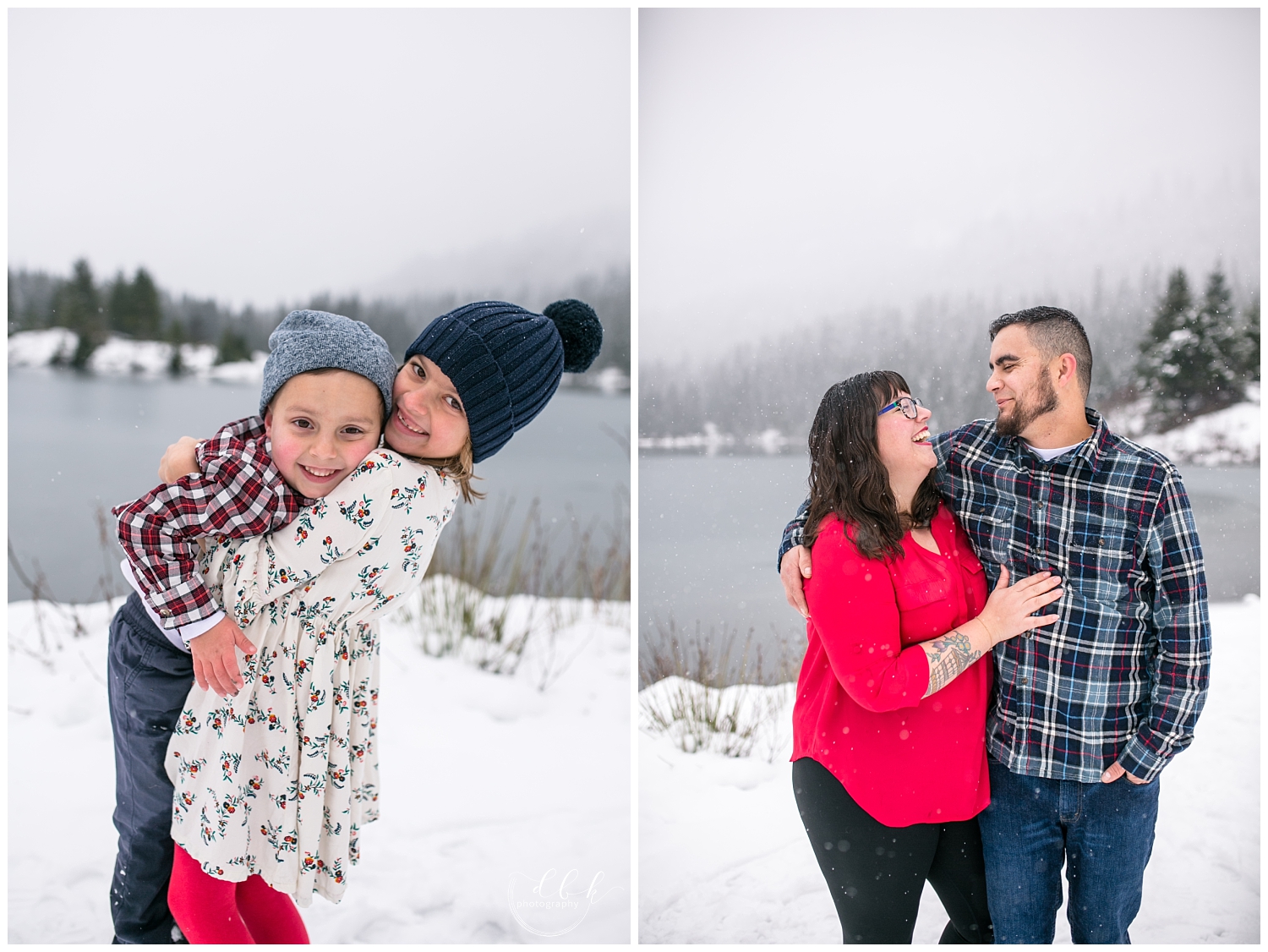 family hugging during family portraits at Gold Creek Pond, Washington