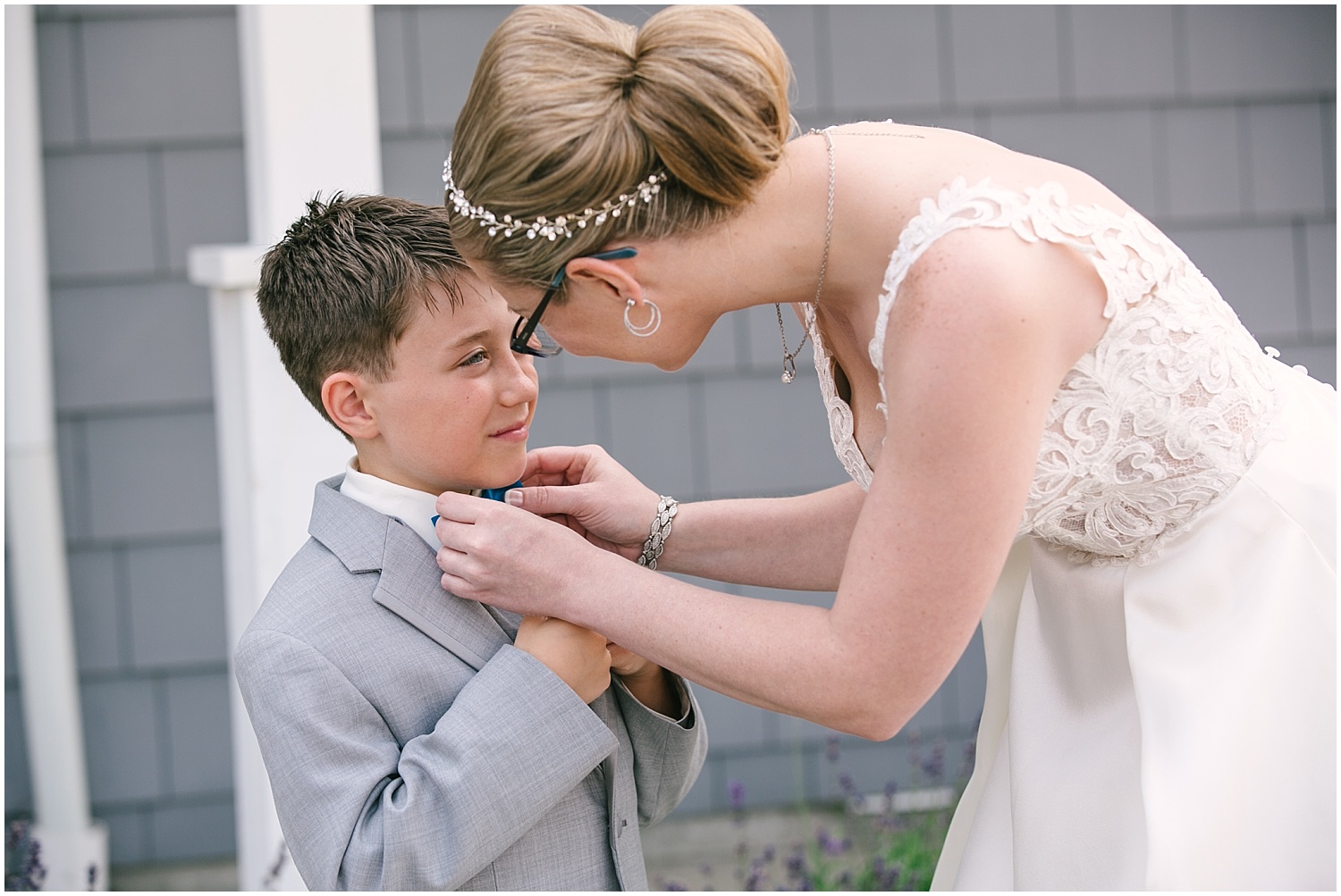 Bride and her son at Edmonds Yacht Club wedding