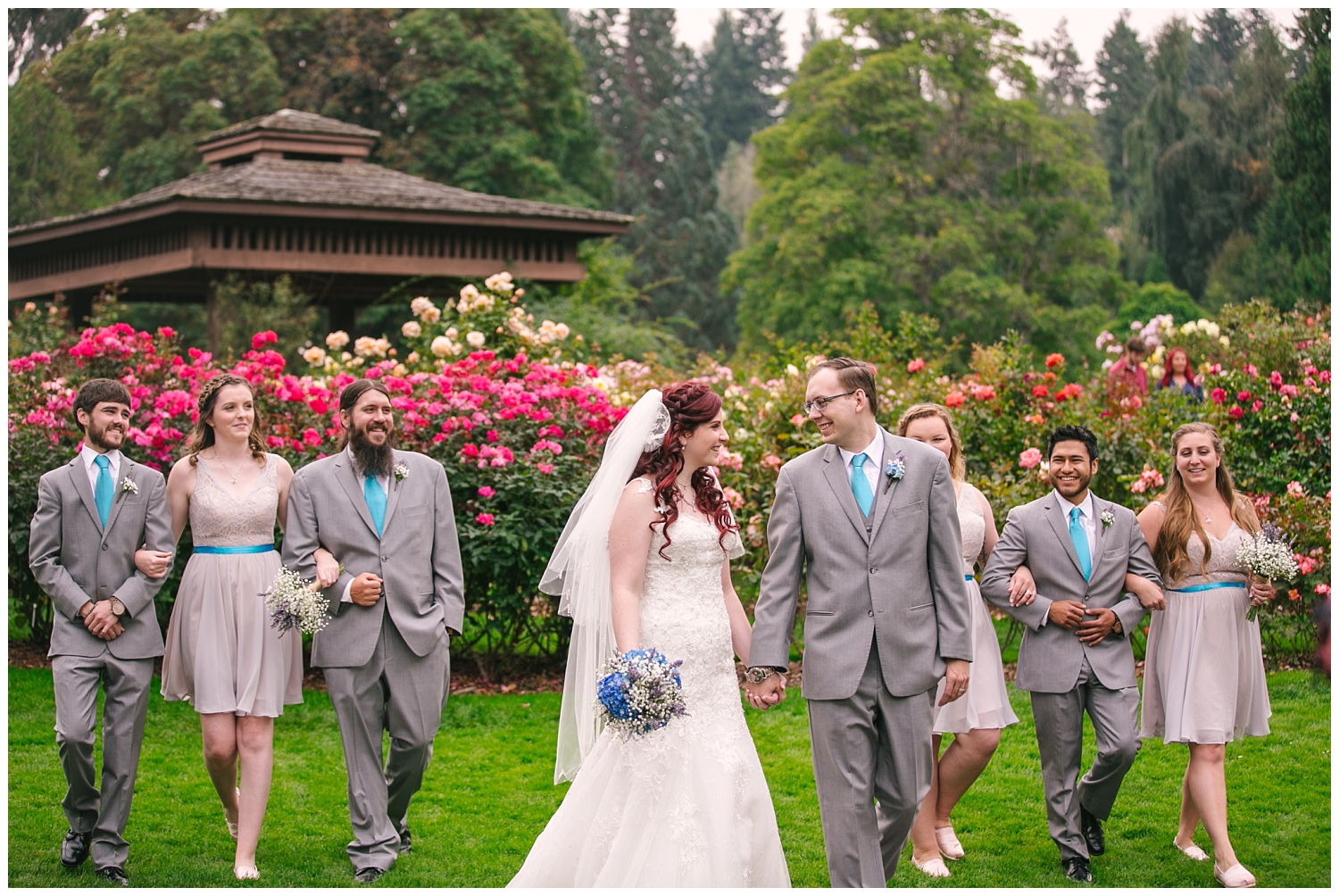 Bridal Party Portraits at Point Defiance Park Rose Garden in Tacoma, WA