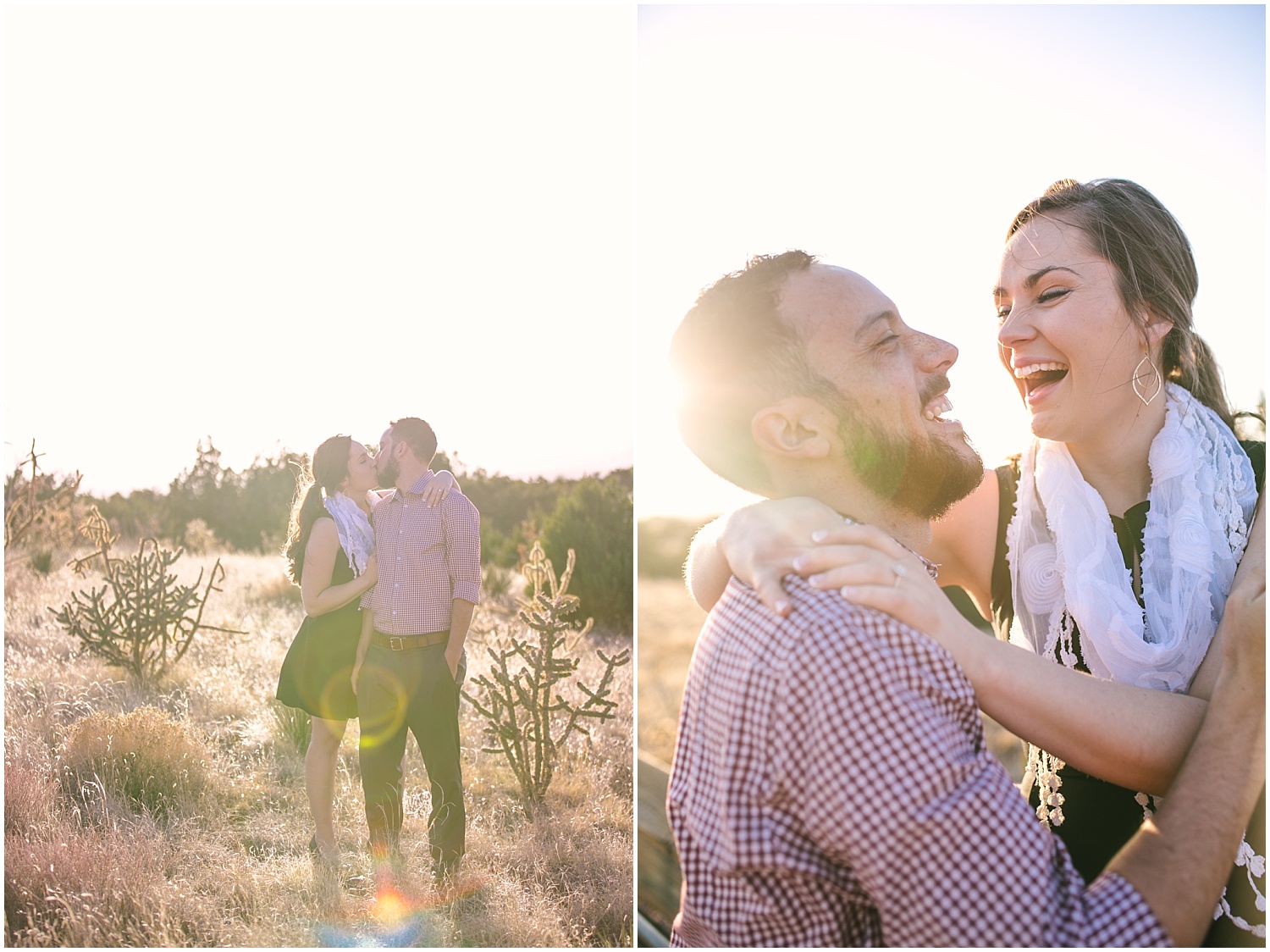 Sandia foothills engagement portraits at sunset in Albuquerque, New Mexico | Albuquerque wedding photographer