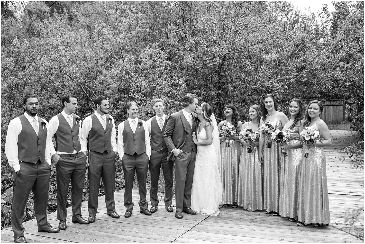 Bridal party pictures at Black Diamond Gardens wedding