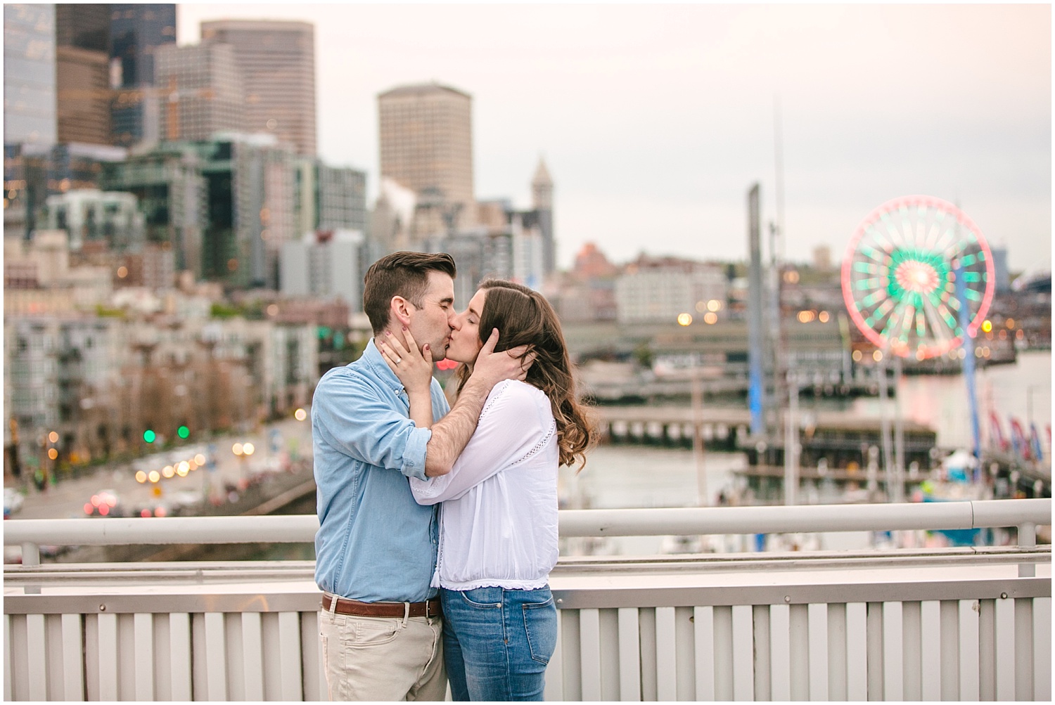 Spring Seattle engagement pictures at Discovery Park & Pier 66.