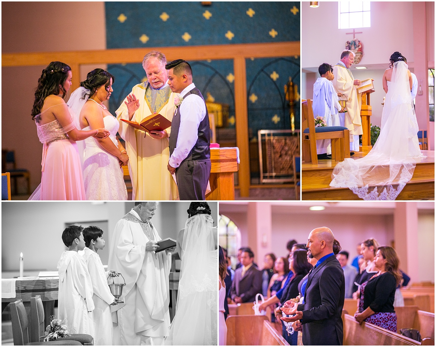Catholic wedding ceremony at St Catherine of Sienna in Seattle, Washington.