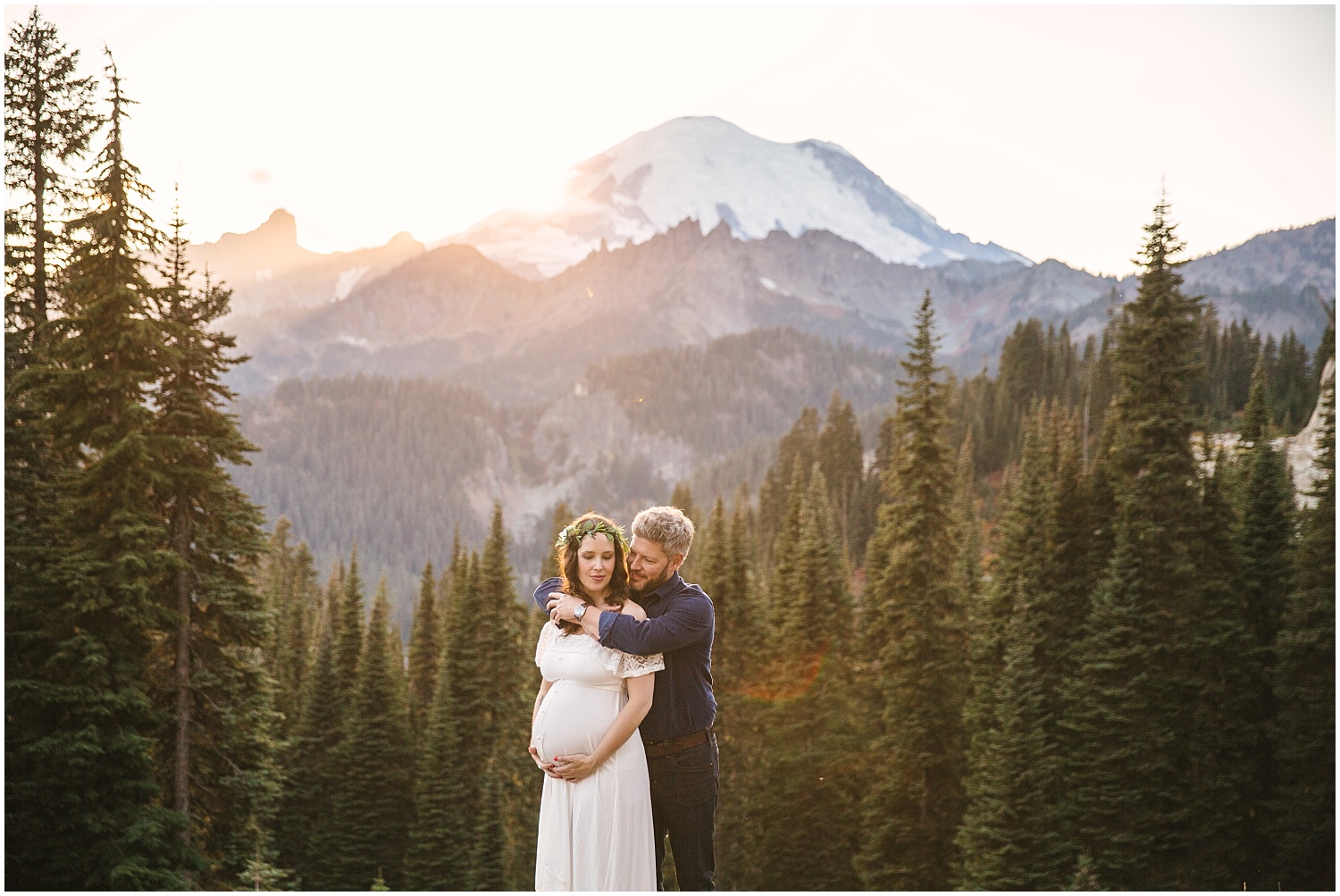 Mount Rainier National Park maternity photos at sunset
