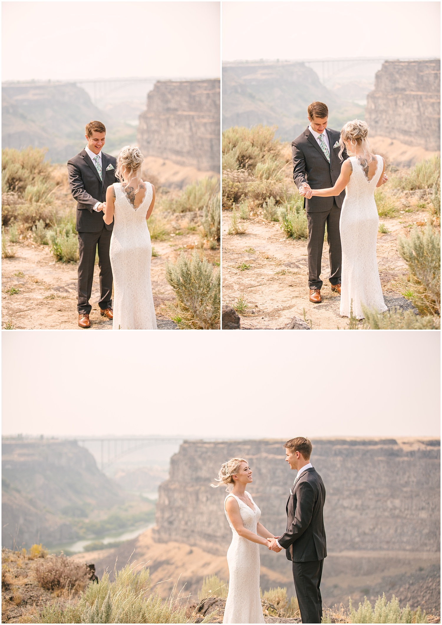 Twin Falls Idaho wedding photos overlooking Snake River Canyon