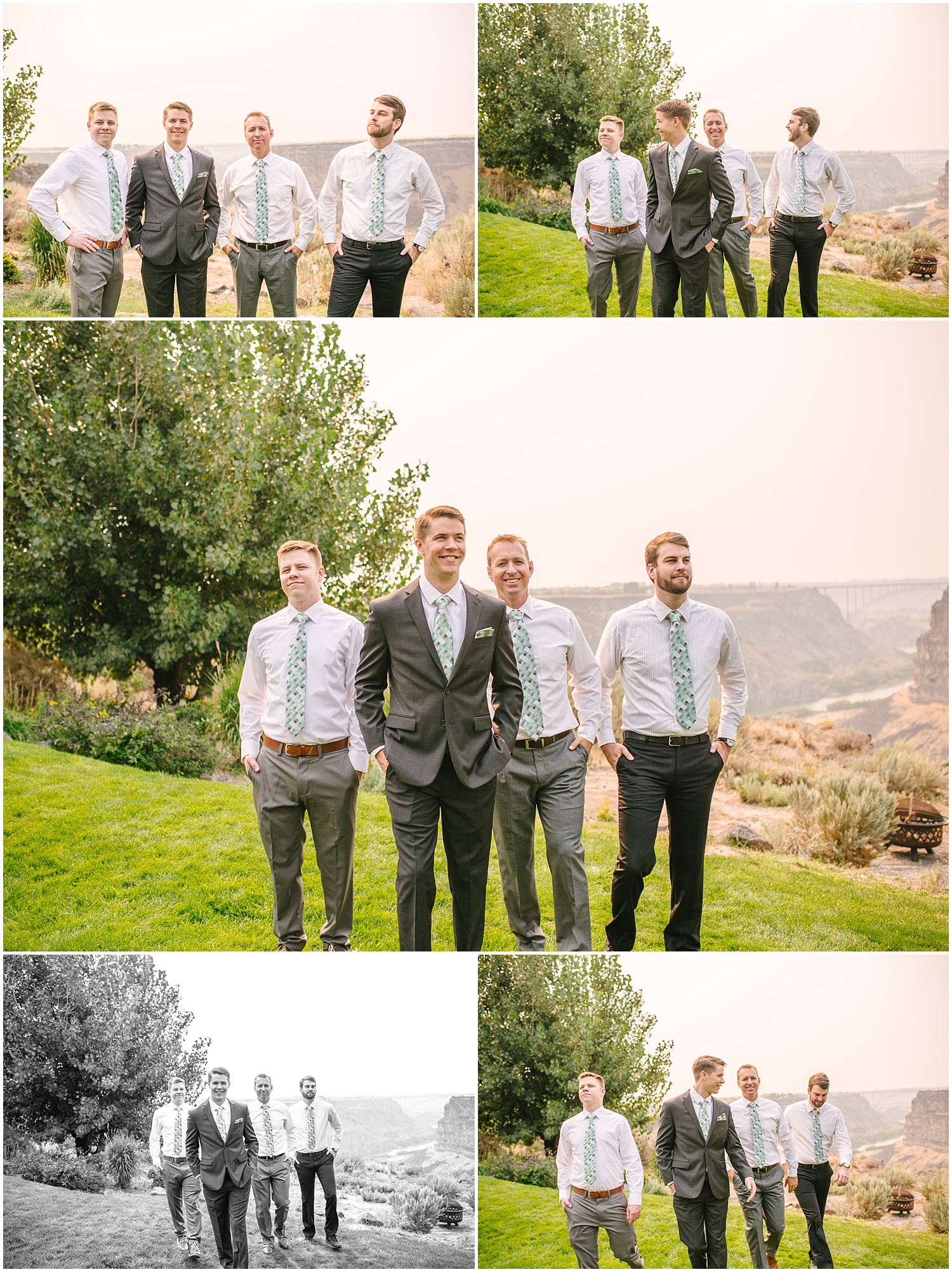 Twin Falls Idaho wedding party pictures overlooking Snake River Canyon