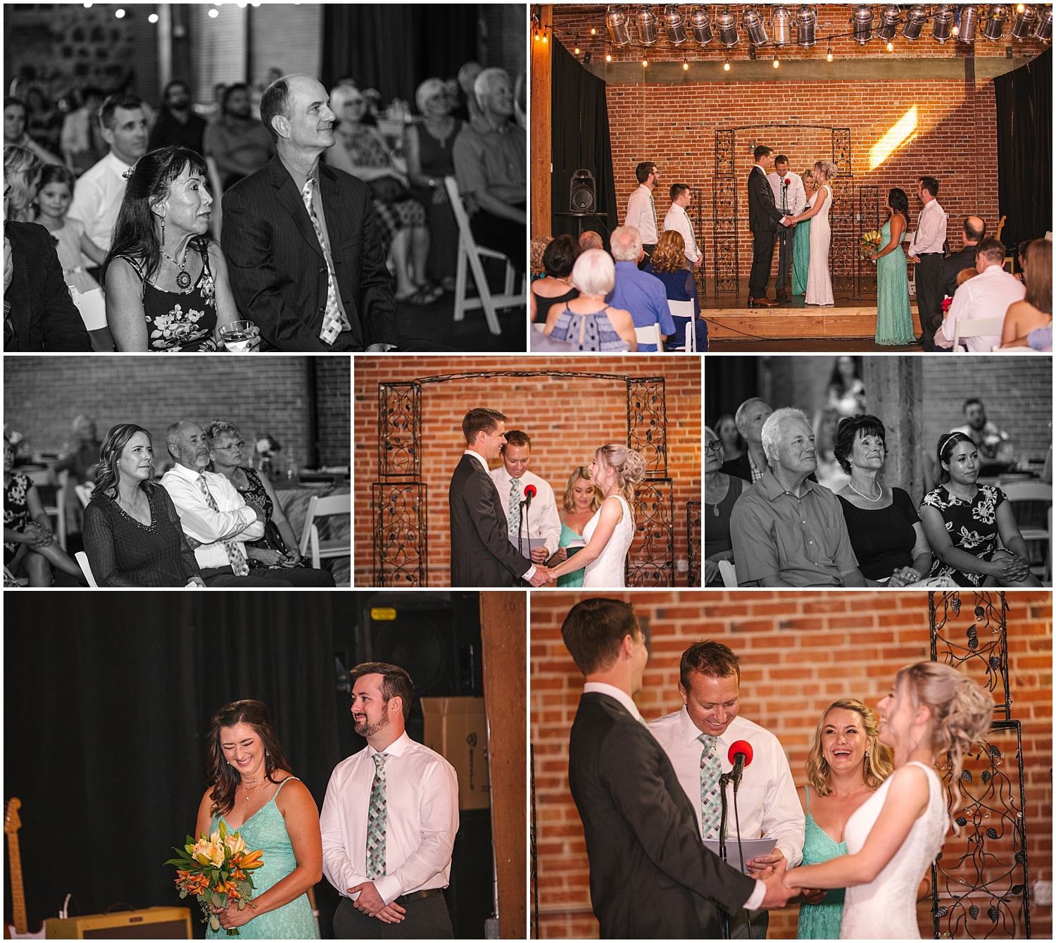 Twin Falls Idaho wedding ceremony at 360 Main Event Center brickhouse