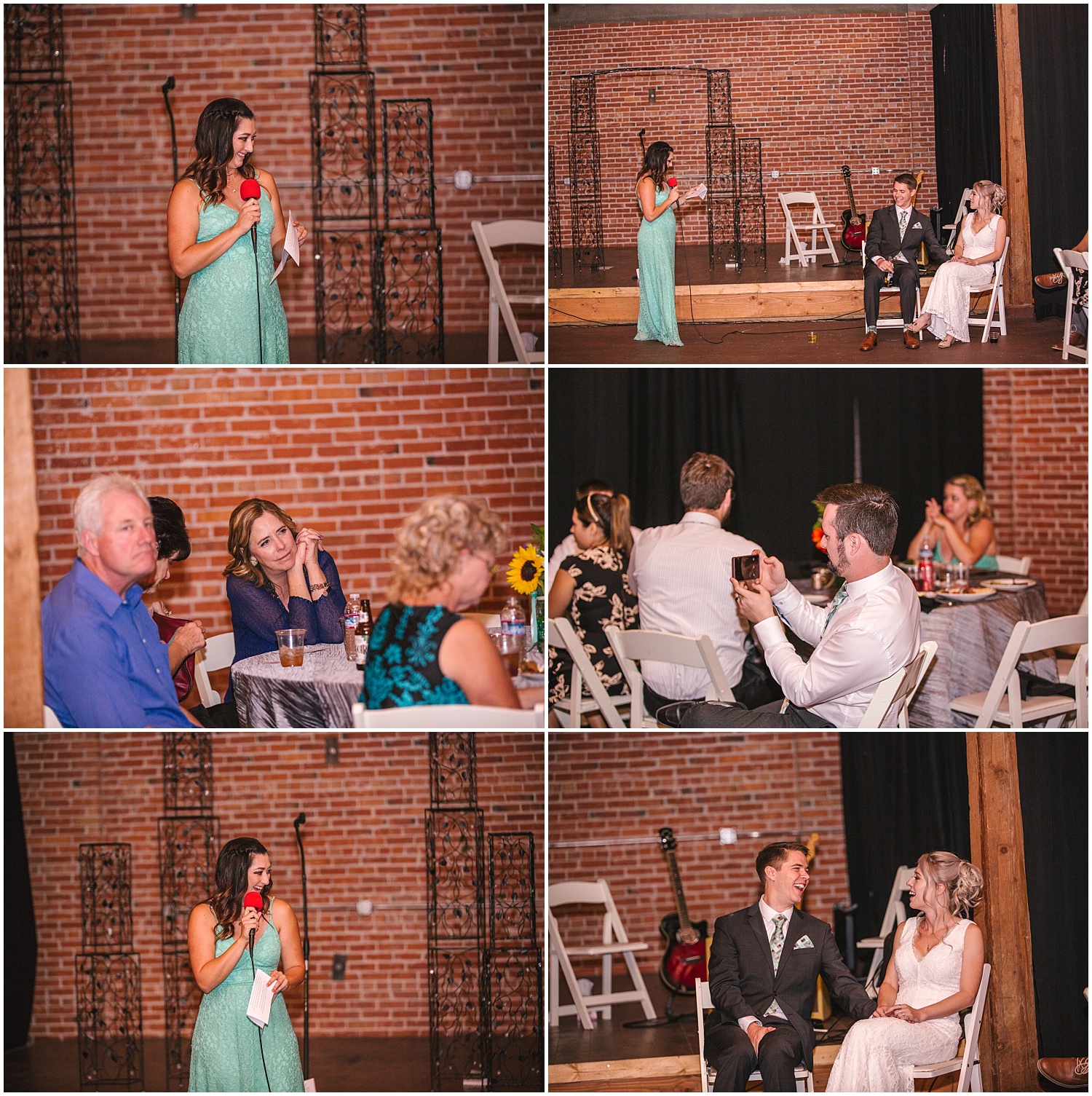 maid of honor speech at Twin Falls Idaho wedding reception at 360 Main Event Center brickhouse