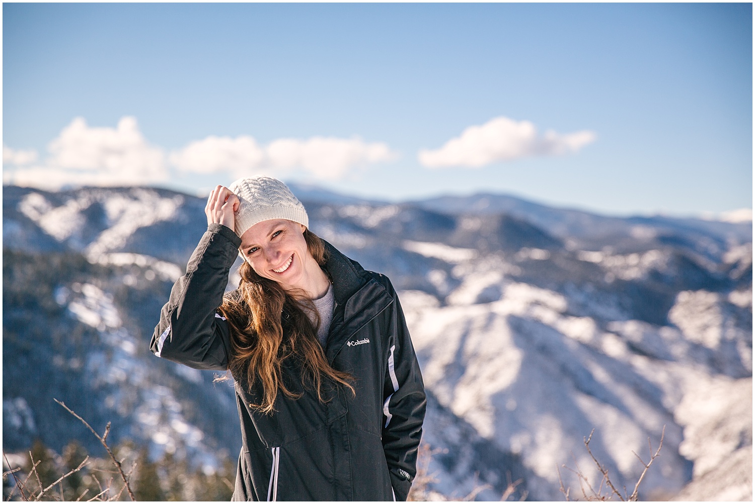 Denver wedding photographer winter portraits at Lookout Mountain Colorado