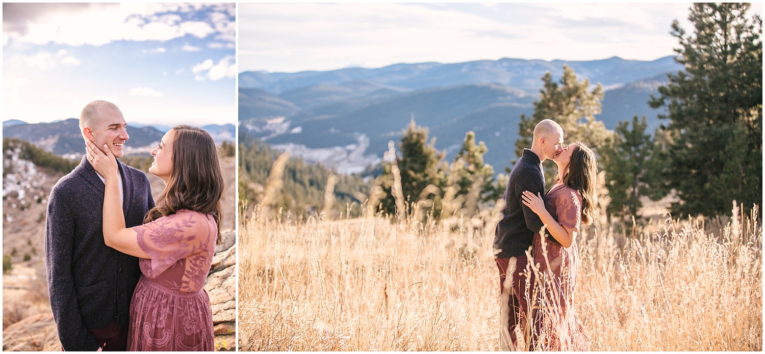 Sunny Mount Falcon engagement photos in Evergreen, Colorado