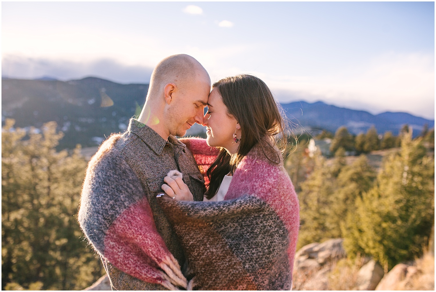 Sunny Mount Falcon engagement photos in Evergreen, Colorado