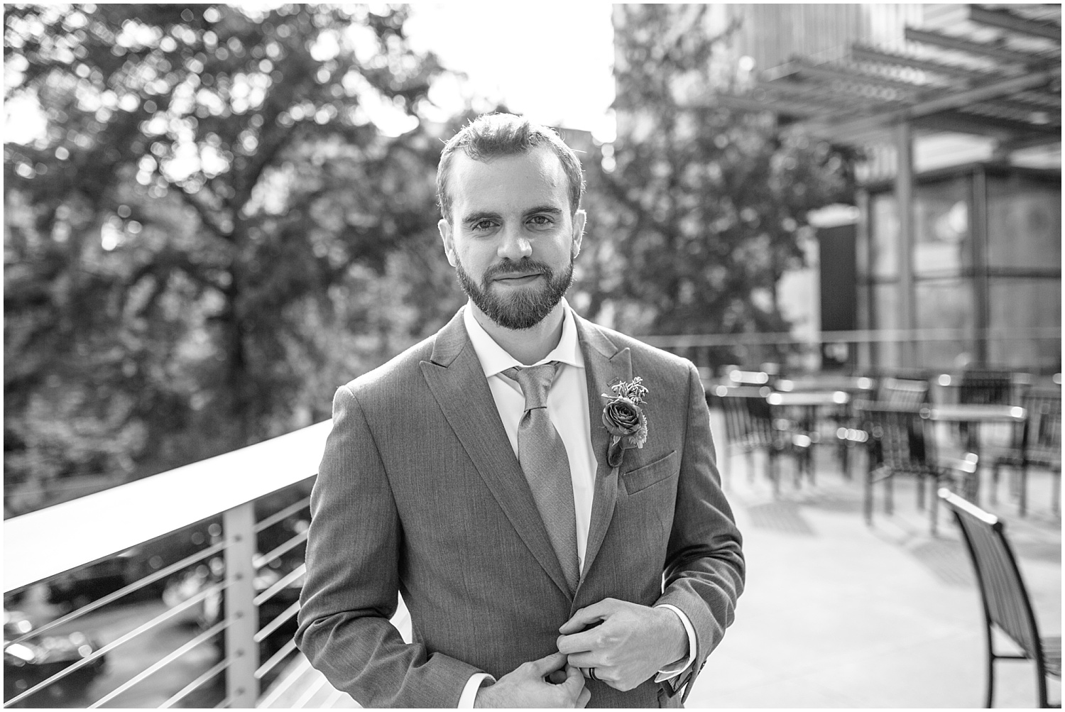 Groom's portraits in downtown Seattle after Seattle Municipal Court Wedding
