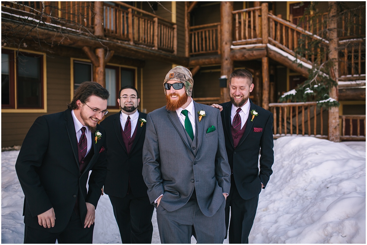 wedding party pictures at The Lodge at Breckenridge winter wedding