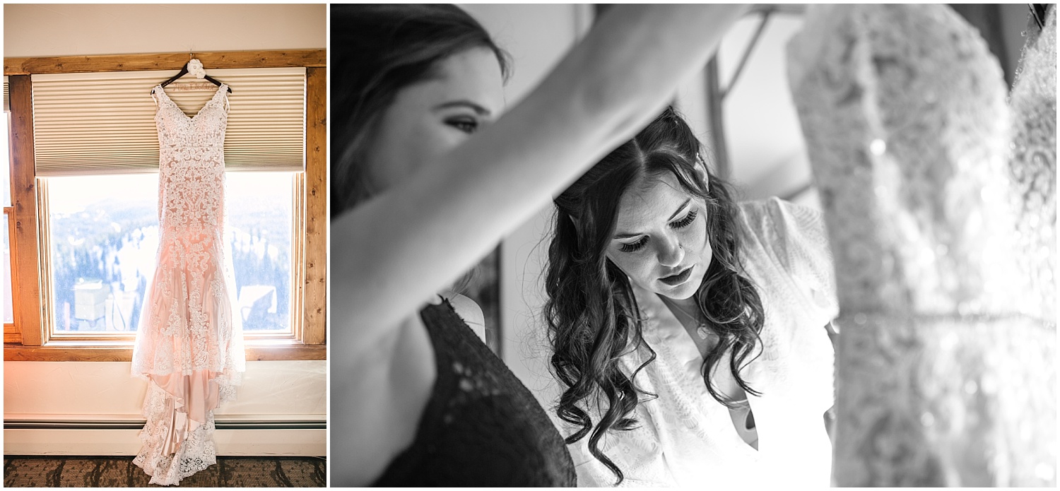 bride getting ready photos at The Lodge at Breckenridge winter wedding