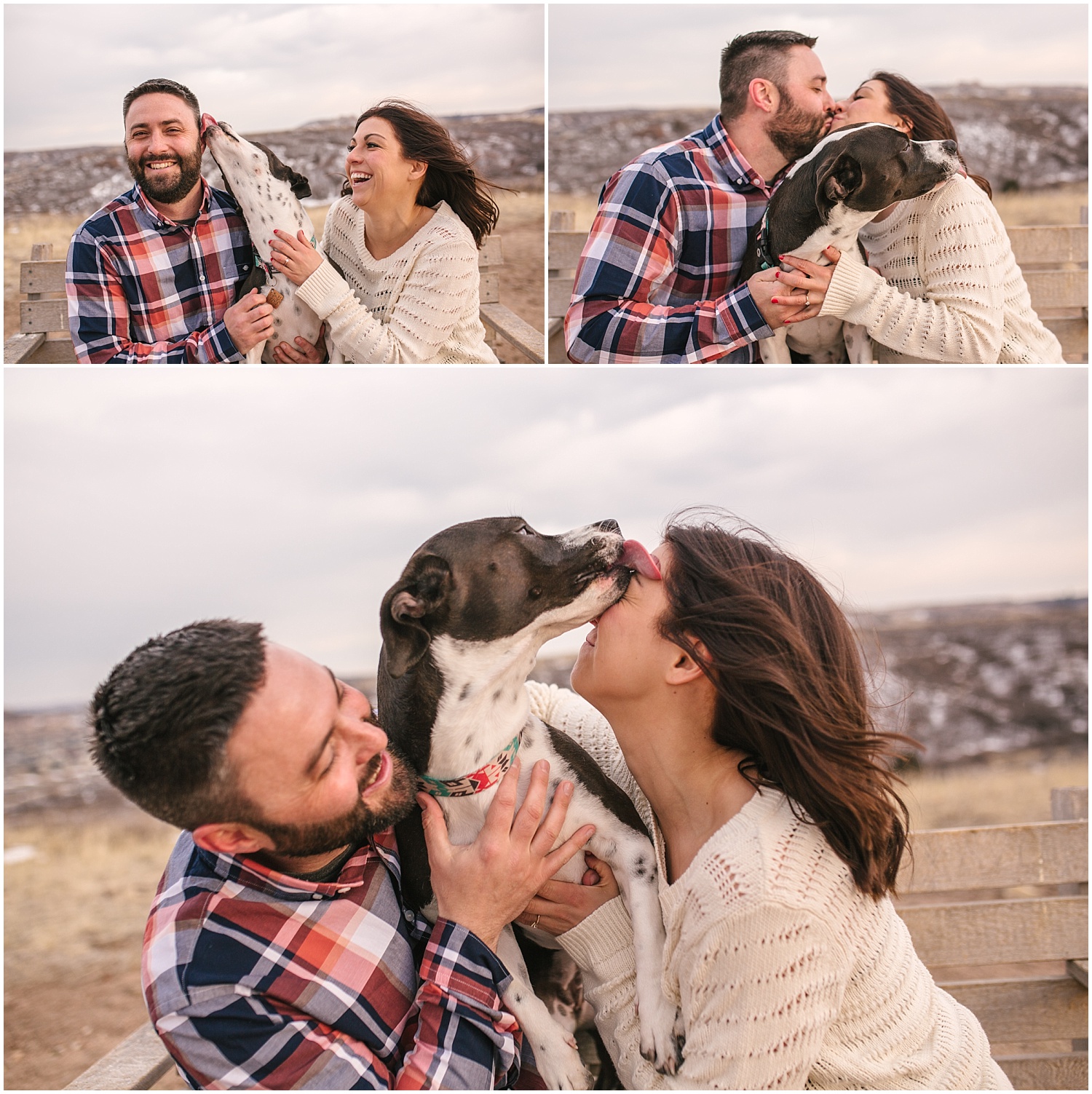 Castle Rock Colorado engagement photos featuring a very loving pup.