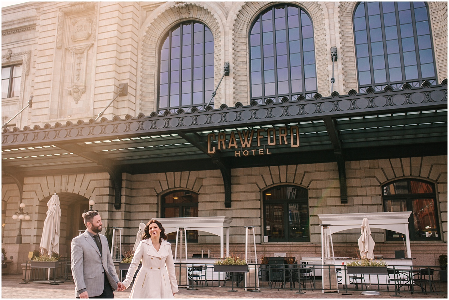 Downtown Denver engagement photos by Union Station in LoDo.