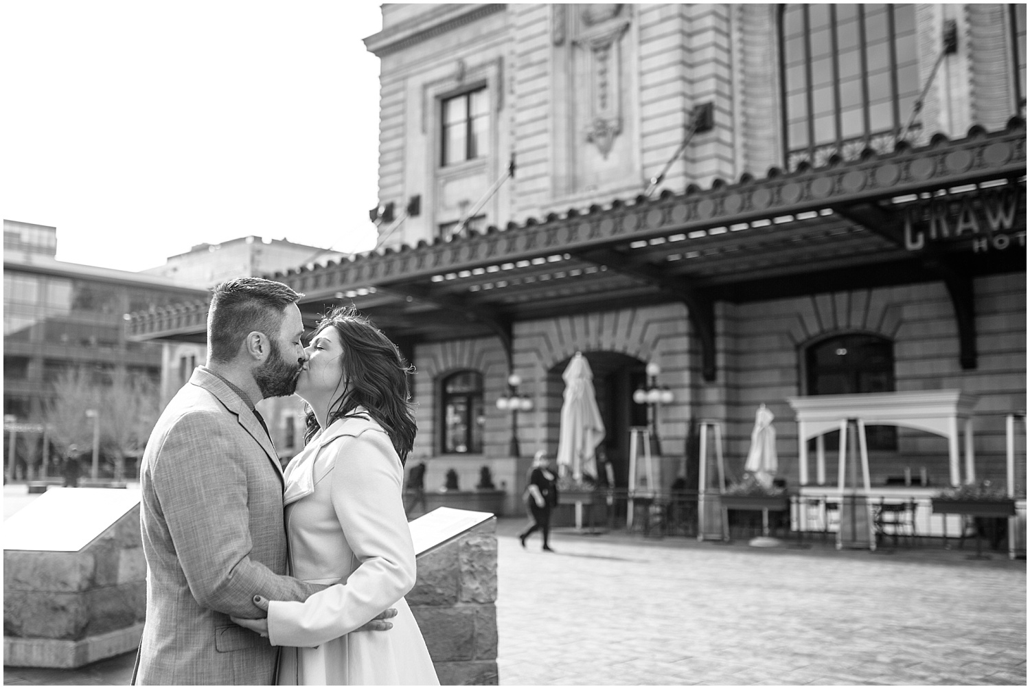 Downtown Denver engagement photos by Union Station in LoDo.
