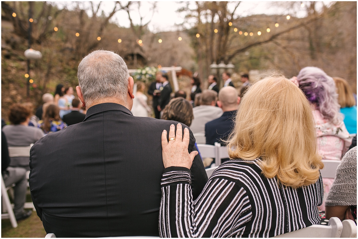 Spring wedding ceremony by the creek at Wedgewood Weddings Boulder Creek wedding venue