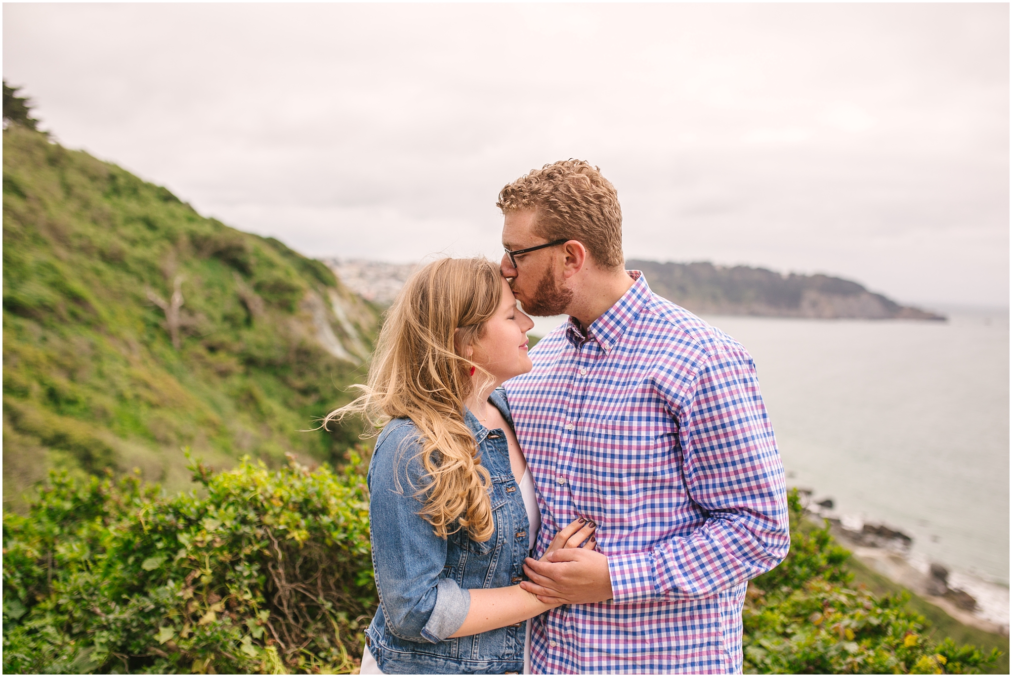 Forehead kiss San Francisco engagement pictures