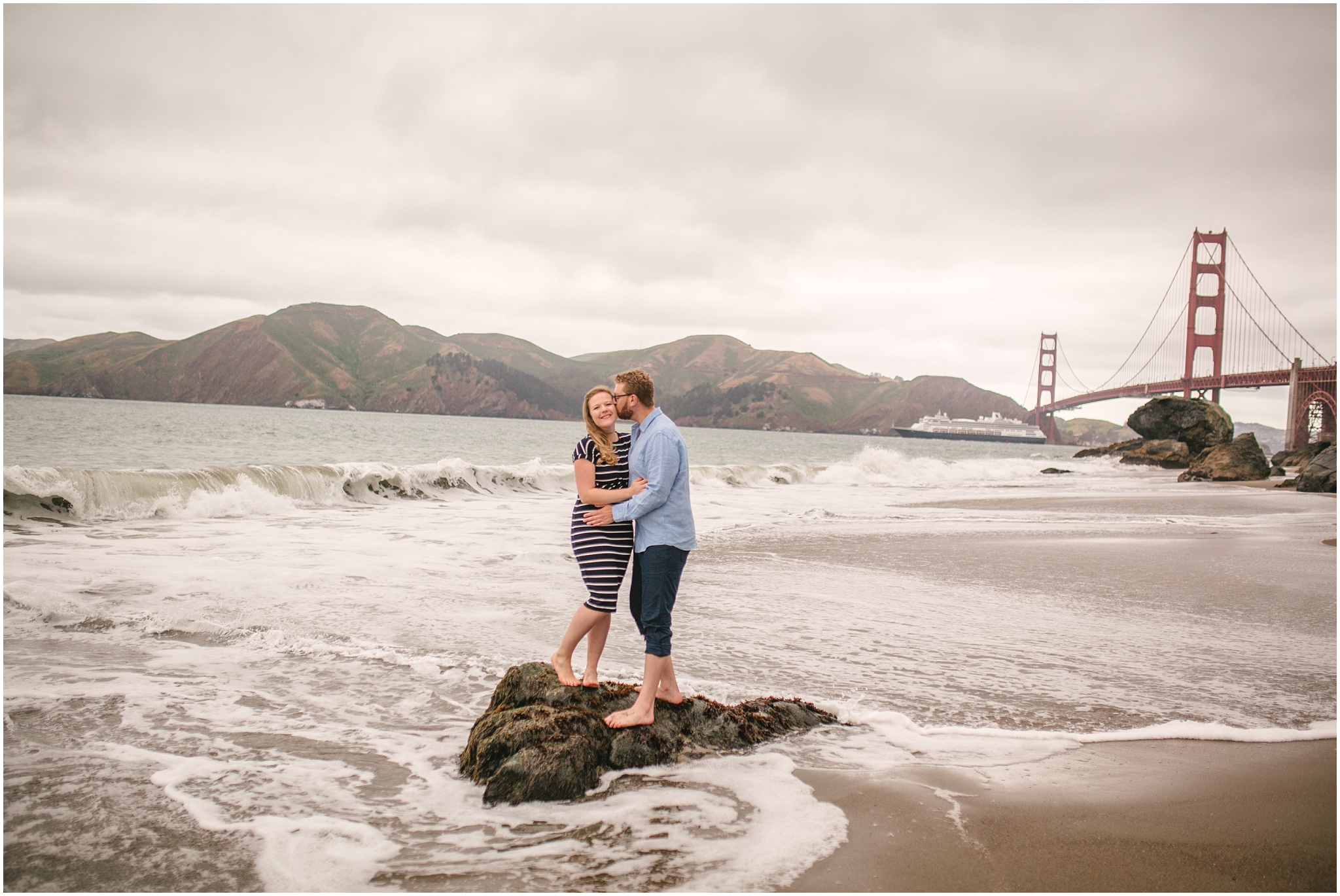 Marshall Beach San Francisco engagement pictures by Golden Gate Bridge