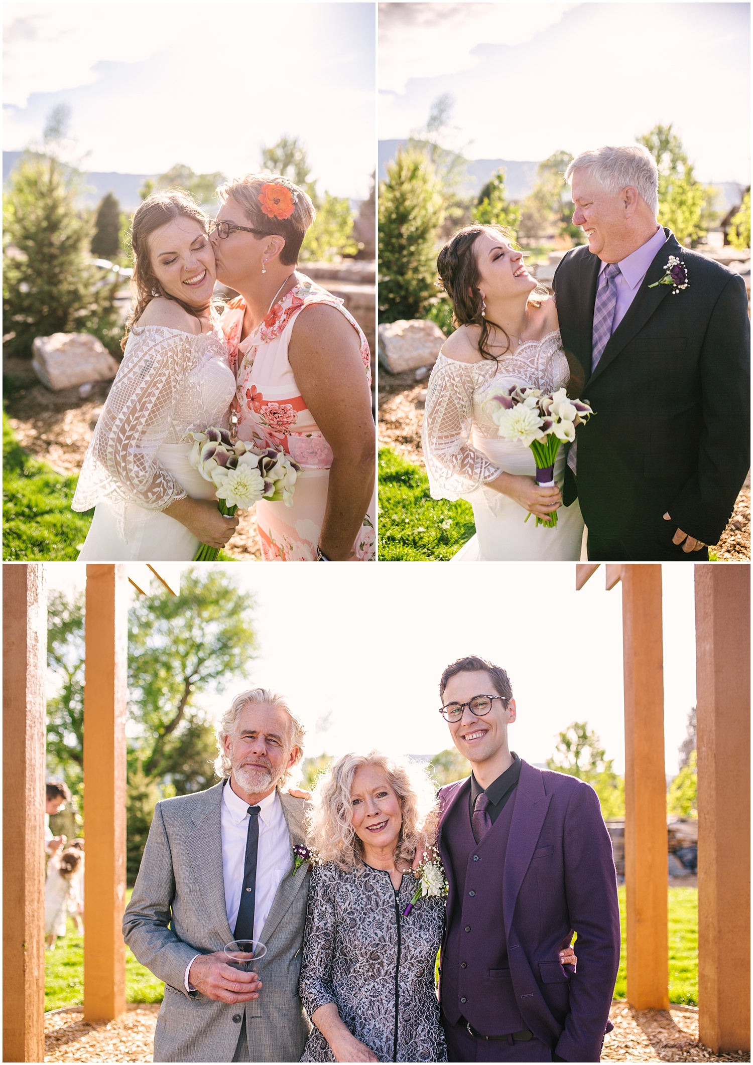 Family portraits at Hearth House Venue wedding in Monument, Colorado