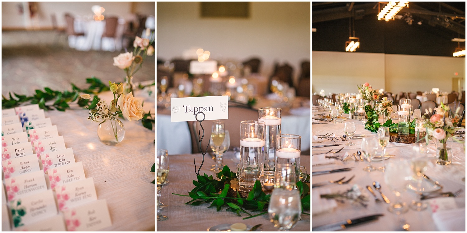 Peonies and candles for Hyatt Regency Tamaya wedding reception details