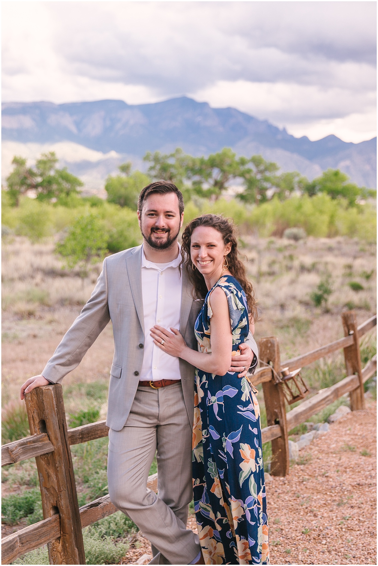 Guest portraits in front of Sandia Mountains at Hyatt Regency Tamaya wedding by DBK Photography