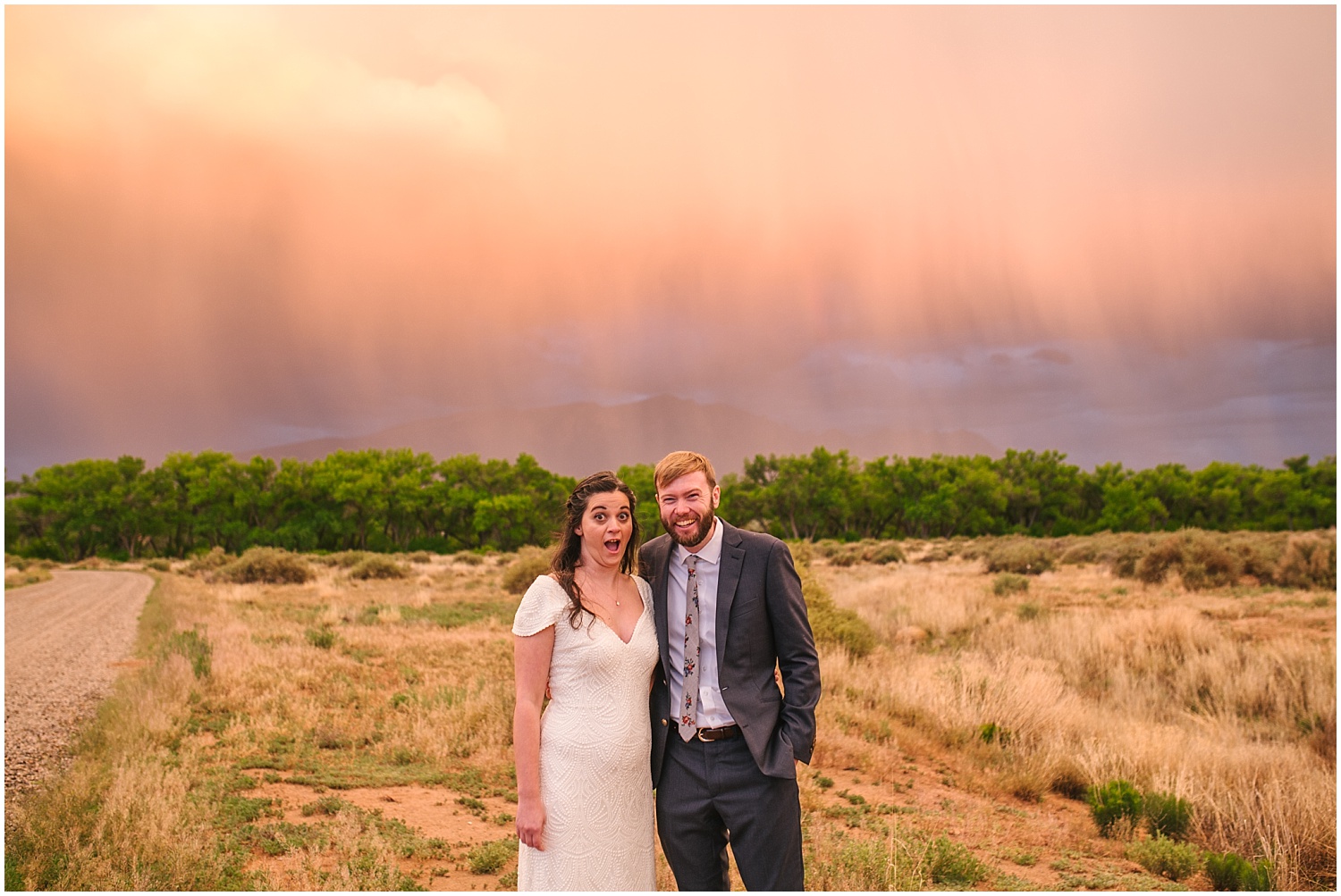 Bride and groom sunset portraits at Hyatt Regency Tamaya wedding in New Mexico