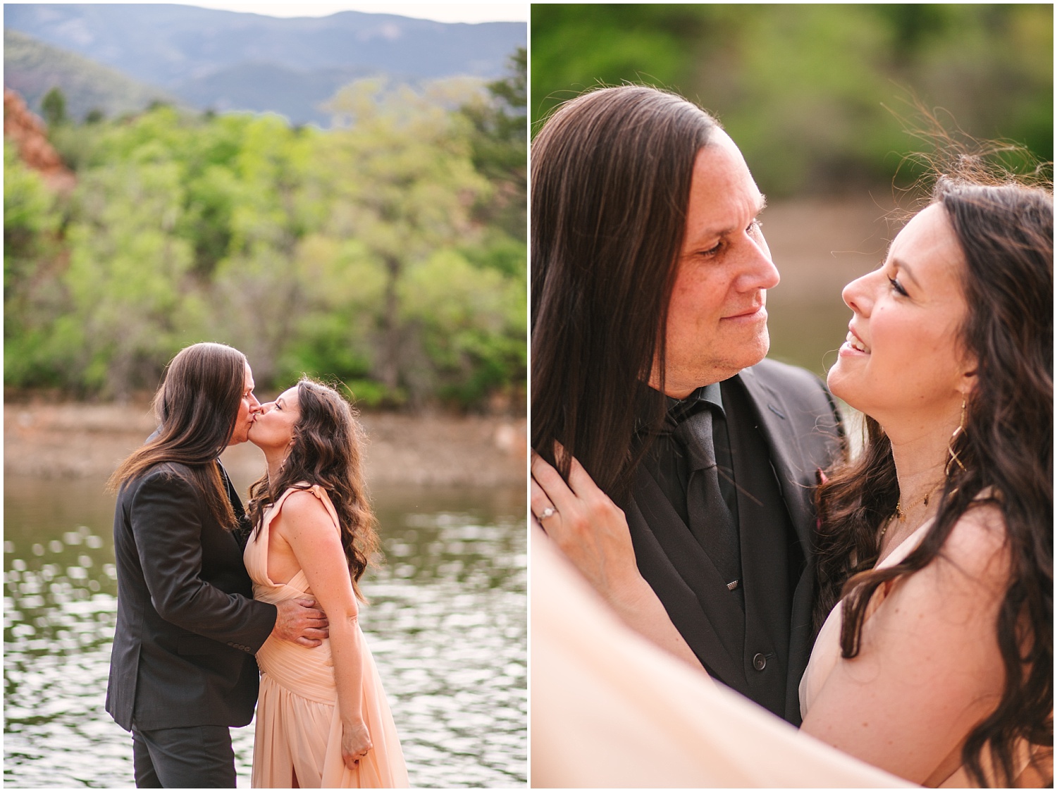 Red Rock Canyon Open Space engagement photos by the water